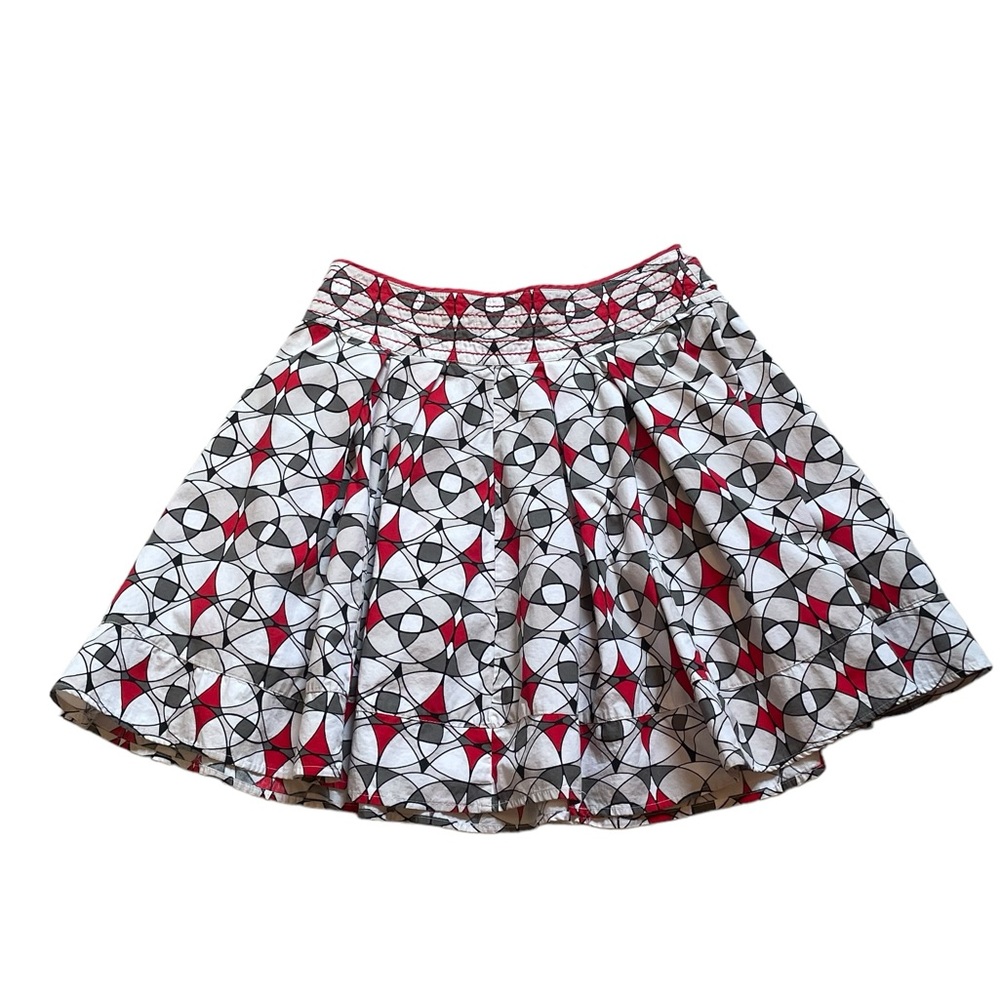 Rue21 White and Red Pleated Skater Mini Skirt‎